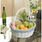 Vintiquewise White Round Willow Gift Basket, with Blue and White Gingham Liner and Handles, Large QI004550BL.L - alternate 3